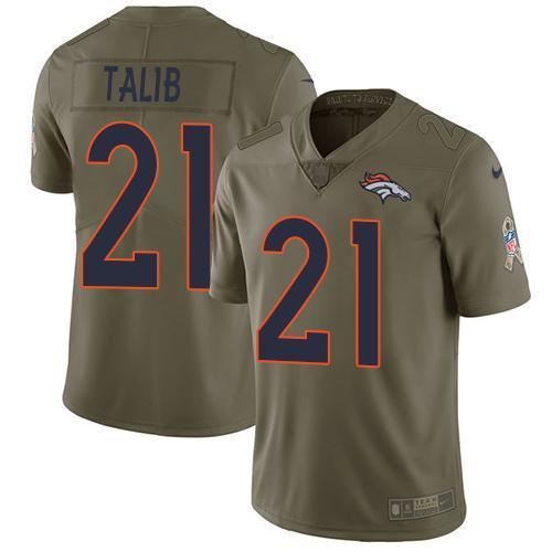 Nike Denver Broncos #21 Aqib Talib Olive Stitched NFL Limited 2017 Salute to Service Jersey