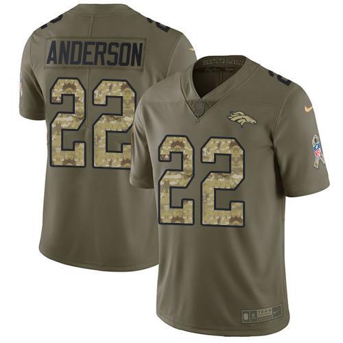Nike Denver Broncos #22 C.J. Anderson Olive/Camo Stitched NFL Limited 2017 Salute To Service Jersey