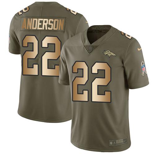 Nike Denver Broncos #22 C.J. Anderson Olive/Gold Stitched NFL Limited 2017 Salute To Service Jersey