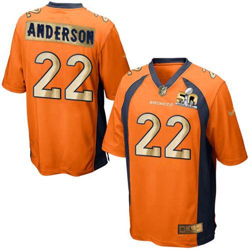 Nike Denver Broncos #22 C.J. Anderson Orange Team Color Stitched NFL Game Super Bowl 50 Collection Jersey