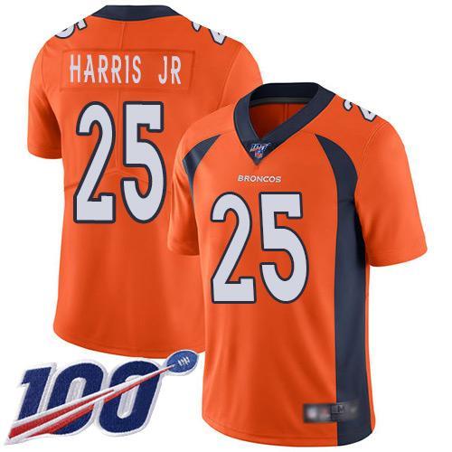 Nike Denver Broncos #25 Chris Harris Jr Orange Stitched NFL 100th Season Vapor Limited Jersey