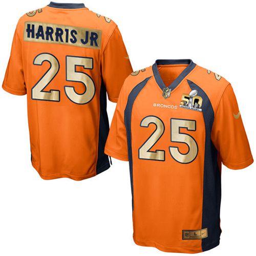 Nike Denver Broncos #25 Chris Harris Jr Orange Team Color Stitched NFL Game Super Bowl 50 Collection Jersey