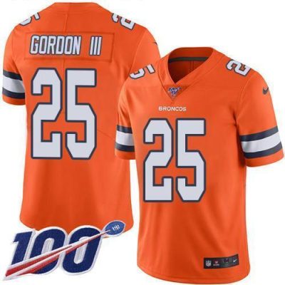 Nike Denver Broncos #25 Melvin Gordon III Orange Stitched NFL Limited Rush 100th Season Jersey