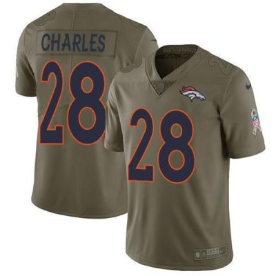 Nike Denver Broncos #28 Jamaal Charles Olive Stitched NFL Limited 2017 Salute to Service Jersey