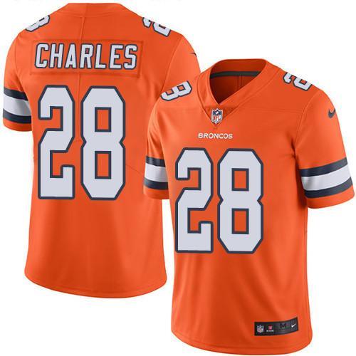 Nike Denver Broncos #28 Jamaal Charles Orange Stitched NFL Limited Rush Jersey