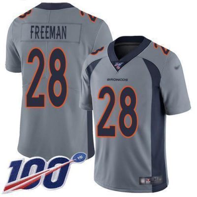 Nike Denver Broncos #28 Royce Freeman Gray Stitched NFL Limited Inverted Legend 100th Season Jersey