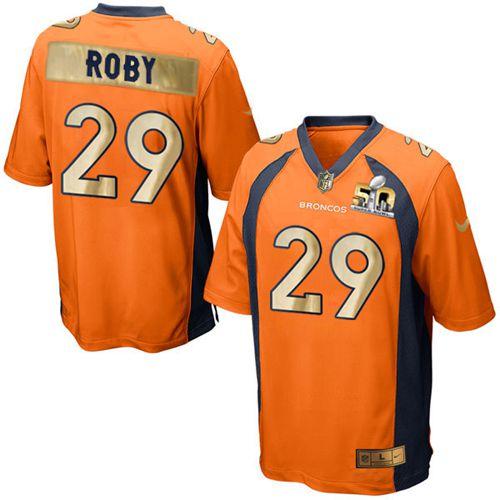 Nike Denver Broncos #29 Bradley Roby Orange Team Color Stitched NFL Game Super Bowl 50 Collection Jersey