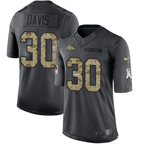 Nike Denver Broncos #30 Terrell Davis Black Stitched NFL Limited 2016 Salute to Service Jersey