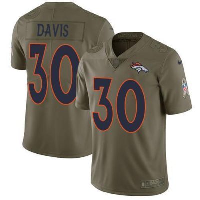 Nike Denver Broncos #30 Terrell Davis Olive Stitched NFL Limited 2017 Salute to Service Jersey