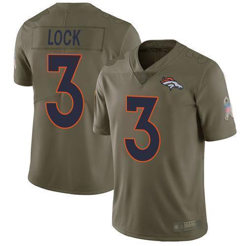 Nike Denver Broncos #3 Drew Lock Olive Stitched NFL Limited 2017 Salute To Service Jersey
