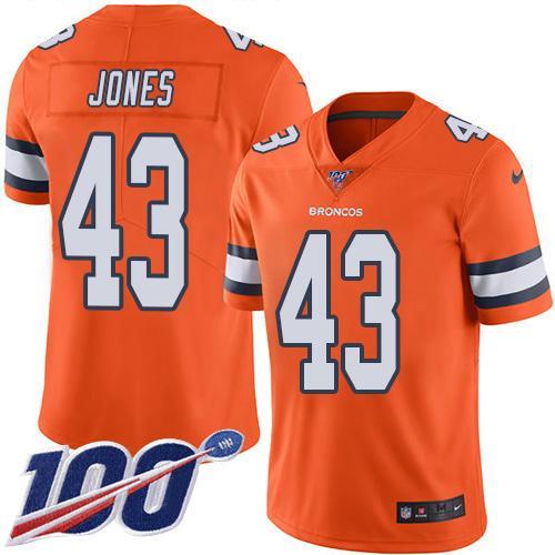 Nike Denver Broncos #43 Joe Jones Orange Stitched NFL Limited Rush 100th Season Jersey