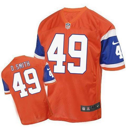 Nike Denver Broncos #49 Dennis Smith Orange Stitched NFL Elite Throwback Jersey