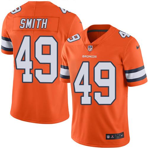 Nike Denver Broncos #49 Dennis Smith Orange Stitched NFL Limited Rush Jersey