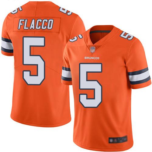Nike Denver Broncos #5 Joe Flacco Orange Stitched NFL Limited Rush Jersey