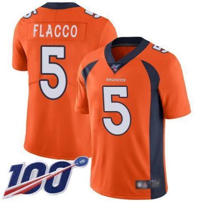 Nike Denver Broncos #5 Joe Flacco Orange Team Color Stitched NFL 100th Season Vapor Limited Jersey
