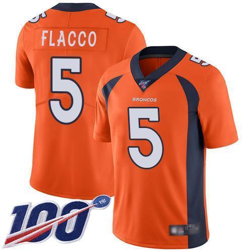 Nike Denver Broncos #5 Joe Flacco Orange Team Color Stitched NFL 100th Season Vapor Limited Jersey