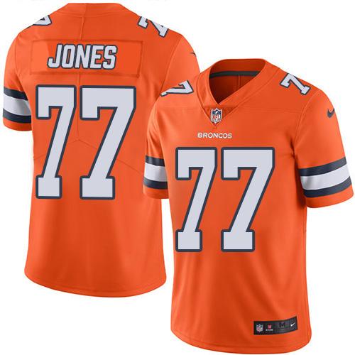 Nike Denver Broncos #77 Sam Jones Orange Stitched NFL Limited Rush Jersey