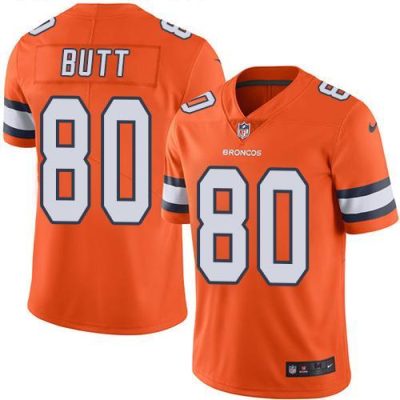 Nike Denver Broncos #80 Jake Butt Orange Stitched NFL Limited Rush Jersey