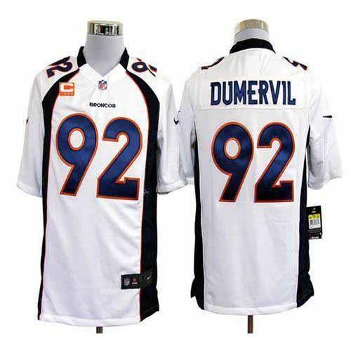 Nike Denver Broncos #92 Elvis Dumervil White With C Patch Stitched NFL Game Jersey