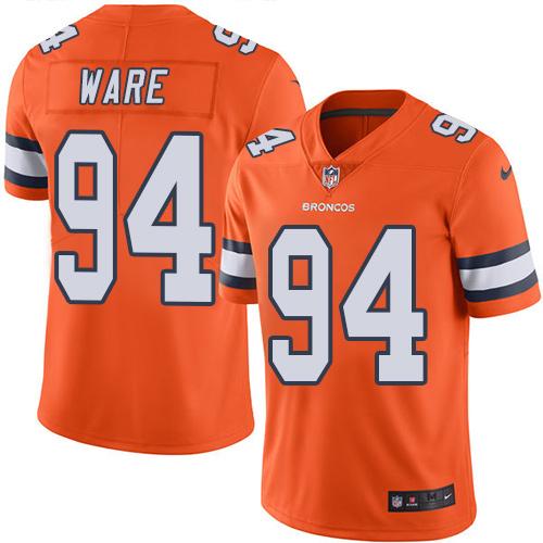 Nike Denver Broncos #94 DeMarcus Ware Orange Stitched NFL Limited Rush Jersey