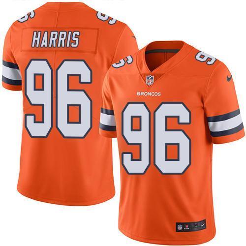 Nike Denver Broncos #96 Shelby Harris Orange Stitched NFL Limited Rush Jersey