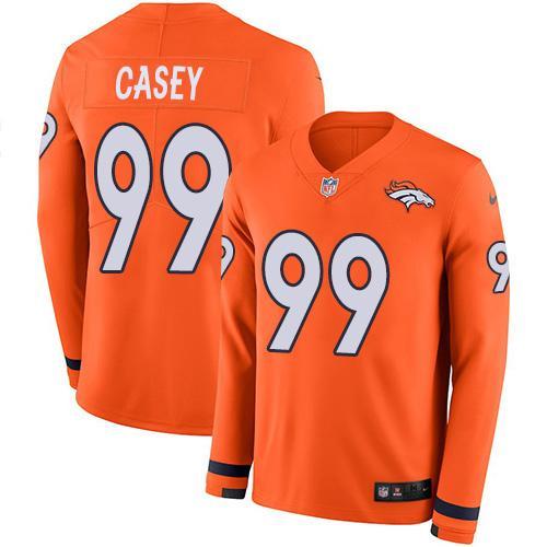 Nike Denver Broncos #99 Jurrell Casey Orange Team Color Stitched NFL Limited Therma Long Sleeve Jersey
