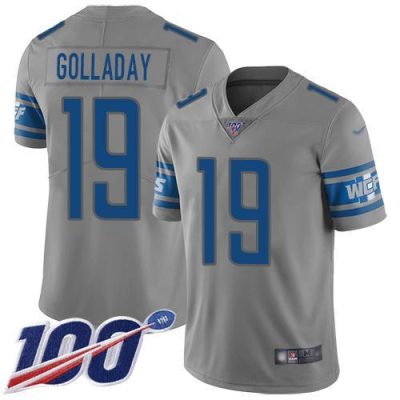 Nike Detroit Lions #19 Kenny Golladay Gray Stitched NFL Limited Inverted Legend 100th Season Jersey