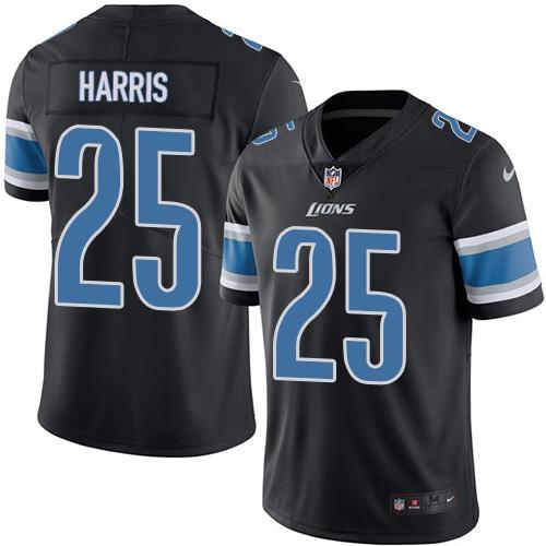 Nike Detroit Lions #25 Will Harris Black Stitched NFL Limited Rush Jersey