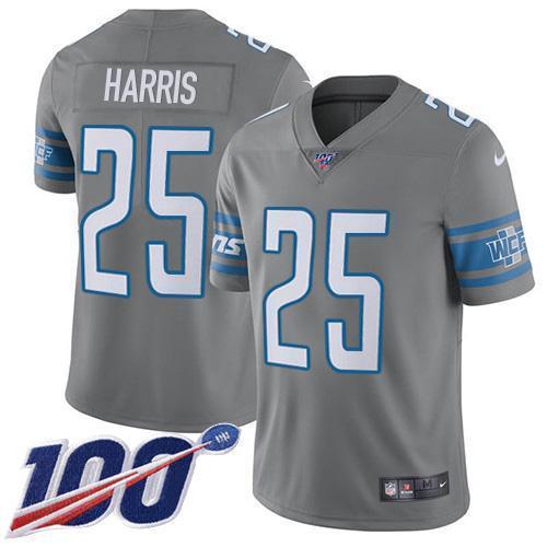 Nike Detroit Lions #25 Will Harris Gray Stitched NFL Limited Rush 100th Season Jersey