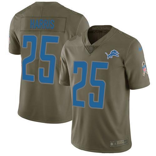Nike Detroit Lions #25 Will Harris Olive Stitched NFL Limited 2017 Salute to Service Jersey