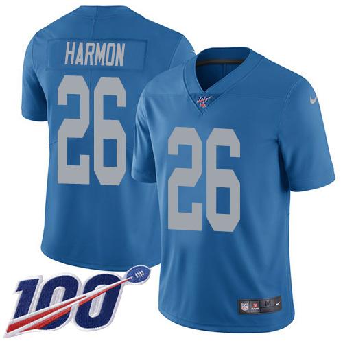 Nike Detroit Lions #26 Duron Harmon Blue Throwback Stitched NFL 100th Season Vapor Untouchable Limited Jersey