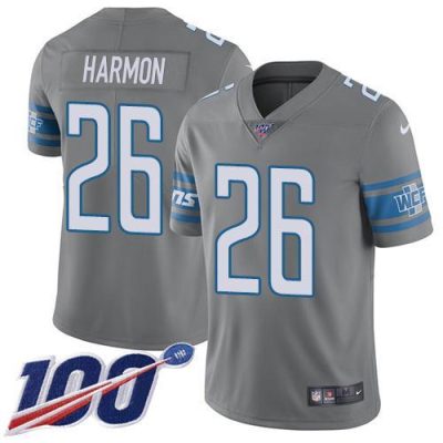 Nike Detroit Lions #26 Duron Harmon Gray Stitched NFL Limited Rush 100th Season Jersey