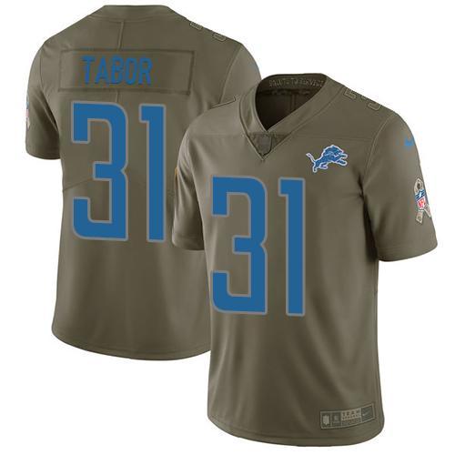 Nike Detroit Lions #31 Teez Tabor Olive Stitched NFL Limited 2017 Salute to Service Jersey