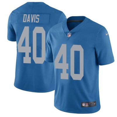 Nike Detroit Lions #40 Jarrad Davis Blue Throwback Stitched NFL Vapor Untouchable Limited Jersey