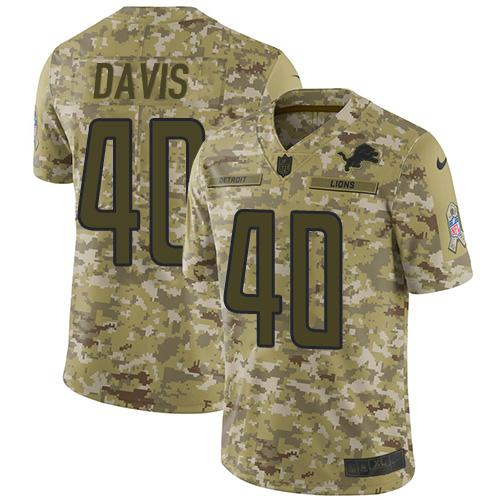 Nike Detroit Lions #40 Jarrad Davis Camo Stitched NFL Limited 2018 Salute To Service Jersey