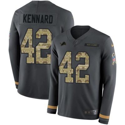 Nike Detroit Lions #42 Devon Kennard Anthracite Salute to Service Stitched NFL Limited Therma Long Sleeve Jersey
