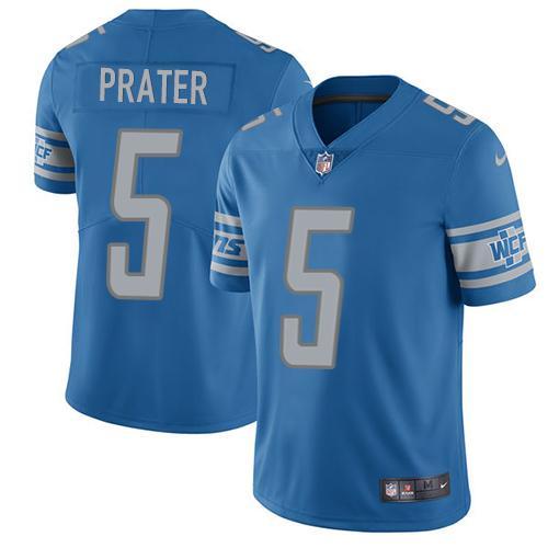 Nike Detroit Lions #5 Matt Prater Blue Team Color Stitched NFL Vapor Untouchable Limited Jersey