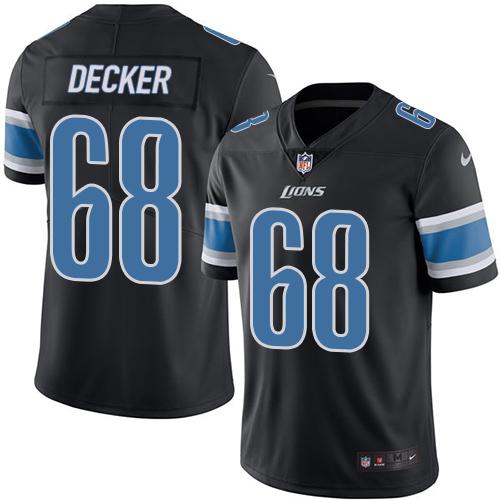 Nike Detroit Lions #68 Taylor Decker Black Stitched NFL Limited Rush Jersey