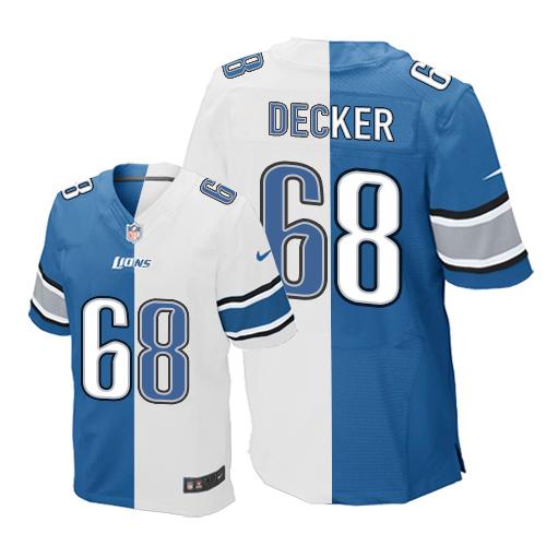 Nike Detroit Lions #68 Taylor Decker Blue/White Stitched NFL Elite Split Jersey