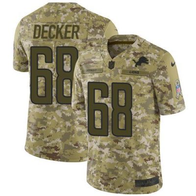 Nike Detroit Lions #68 Taylor Decker Camo Stitched NFL Limited 2018 Salute To Service Jersey