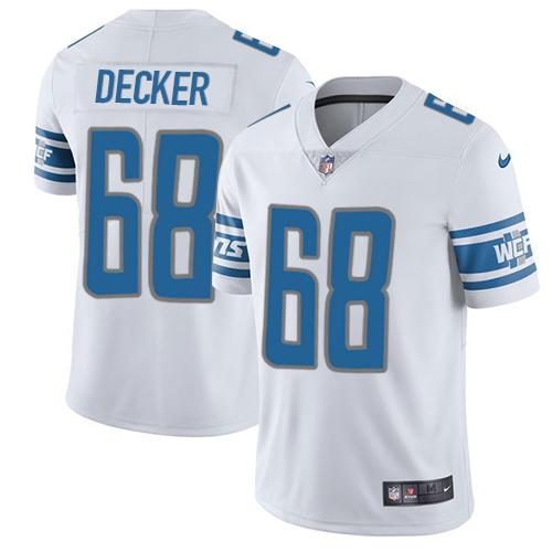 Nike Detroit Lions #68 Taylor Decker White Stitched NFL Vapor Untouchable Limited Jersey
