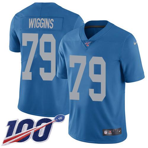 Nike Detroit Lions #79 Kenny Wiggins Blue Throwback Stitched NFL 100th Season Vapor Untouchable Limited Jersey