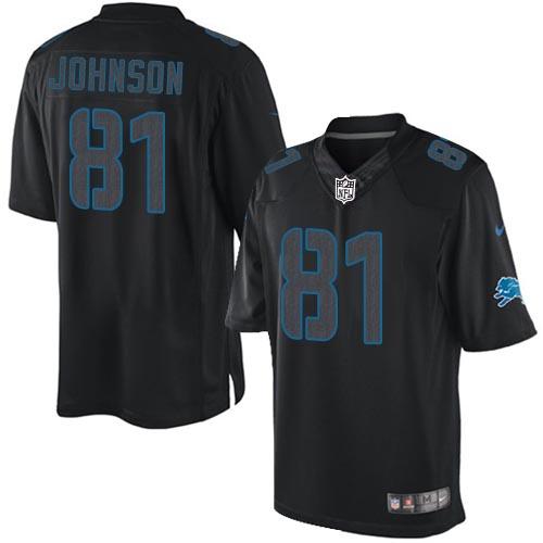 Nike Detroit Lions #81 Calvin Johnson Black Stitched NFL Impact Limited Jersey
