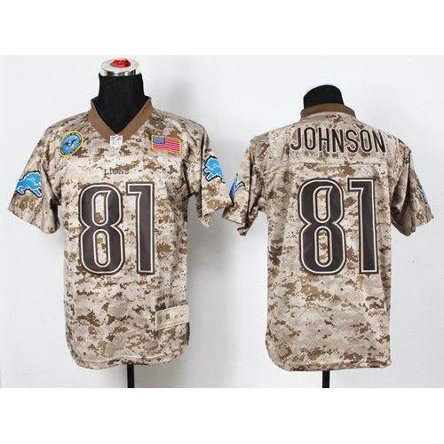 Nike Detroit Lions #81 Calvin Johnson Camo Stitched NFL New Elite USMC Jersey