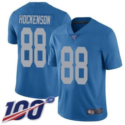 Nike Detroit Lions #88 T.J. Hockenson Blue Throwback Stitched NFL 100th Season Vapor Limited Jersey
