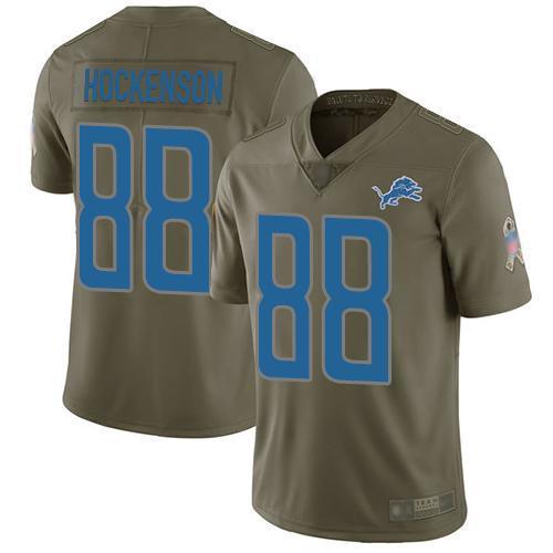 Nike Detroit Lions #88 T.J. Hockenson Olive Stitched NFL Limited 2017 Salute To Service Jersey