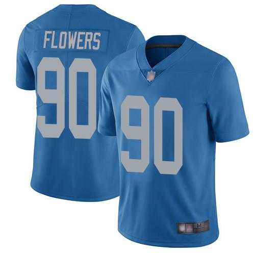 Nike Detroit Lions #90 Trey Flowers Blue Throwback Stitched NFL Vapor Untouchable Limited Jersey