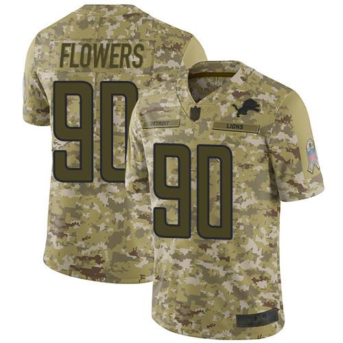 Nike Detroit Lions #90 Trey Flowers Camo Stitched NFL Limited 2018 Salute To Service Jersey
