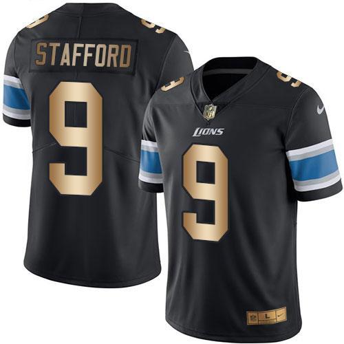 Nike Detroit Lions #9 Matthew Stafford Black Stitched NFL Limited Gold Rush Jersey