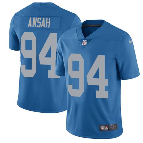 Nike Detroit Lions #94 Ziggy Ansah Blue Throwback Stitched NFL Vapor Untouchable Limited Jersey